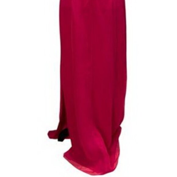 Cire by Landa Hot Pink Strapless Beaded Chiffon Dress With Wrap - Picture 4 of 8
